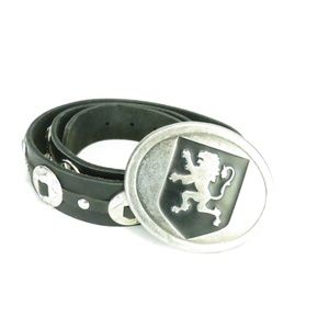 Scotland Men's  38 Belt W Buckle Black Leather